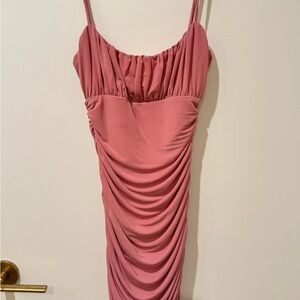 Elegant Pink Ruched Dress